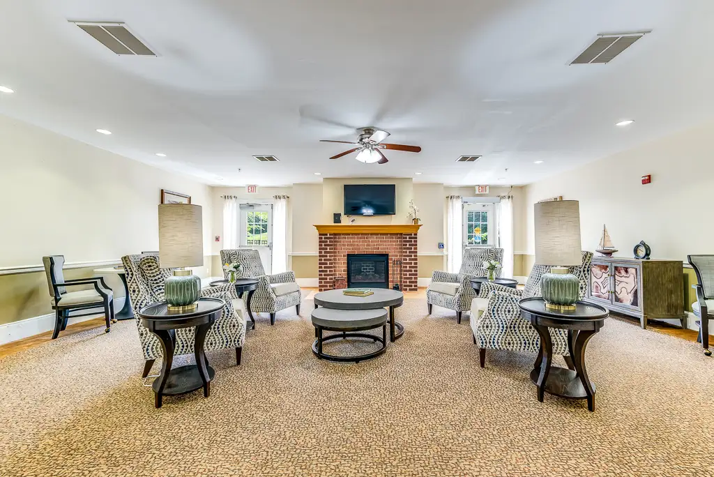 Common Area with Fireplace and TV Common Area with Fireplace and TV